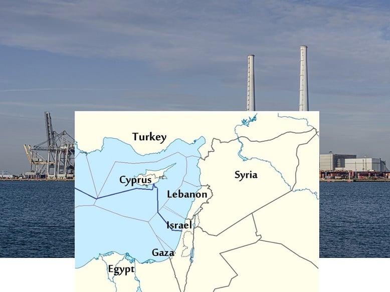 EuroAsia Interconnector pathway in the Eastern Mediterranean from Israel to Cyprus and then towards Greece.