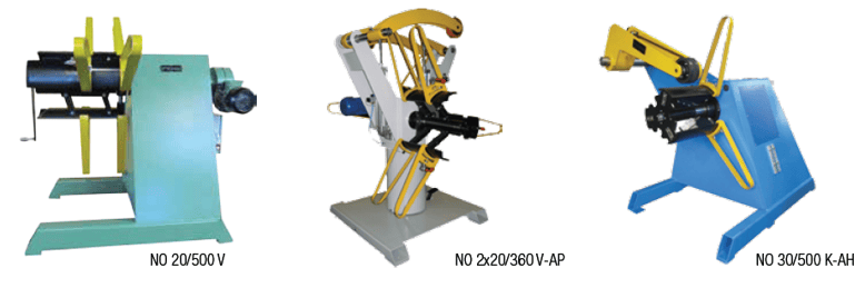 Razmikanje čeljusti je ročno ali hidravlično preko vzvodov (V) ali klinov (K). • Pogon je z motornim gonilom z nastavljivo sklopko ali zavoro. • Krmiljenje pogona s stikalom ali ročico v zanki traku. • Dodatna oprema; hidravlični ali pnevmatični prižemnik