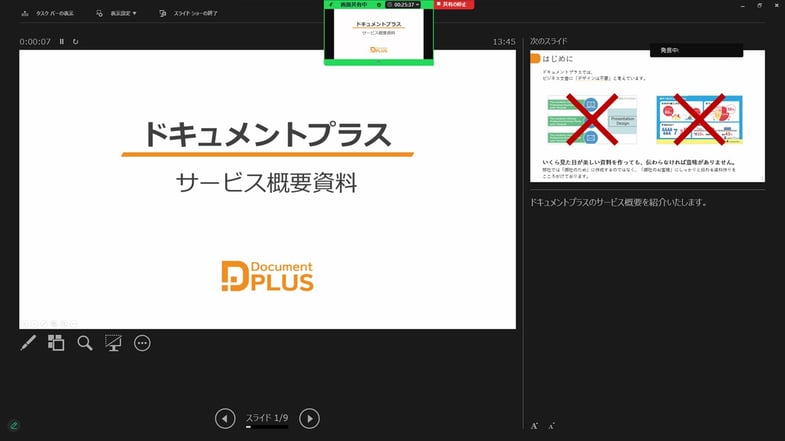 zoomでパワーポイントのスライドをを共有する際は、デュアルモニターの方が便利です。