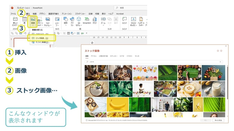パワーポイントの「ストック画像」とは？
