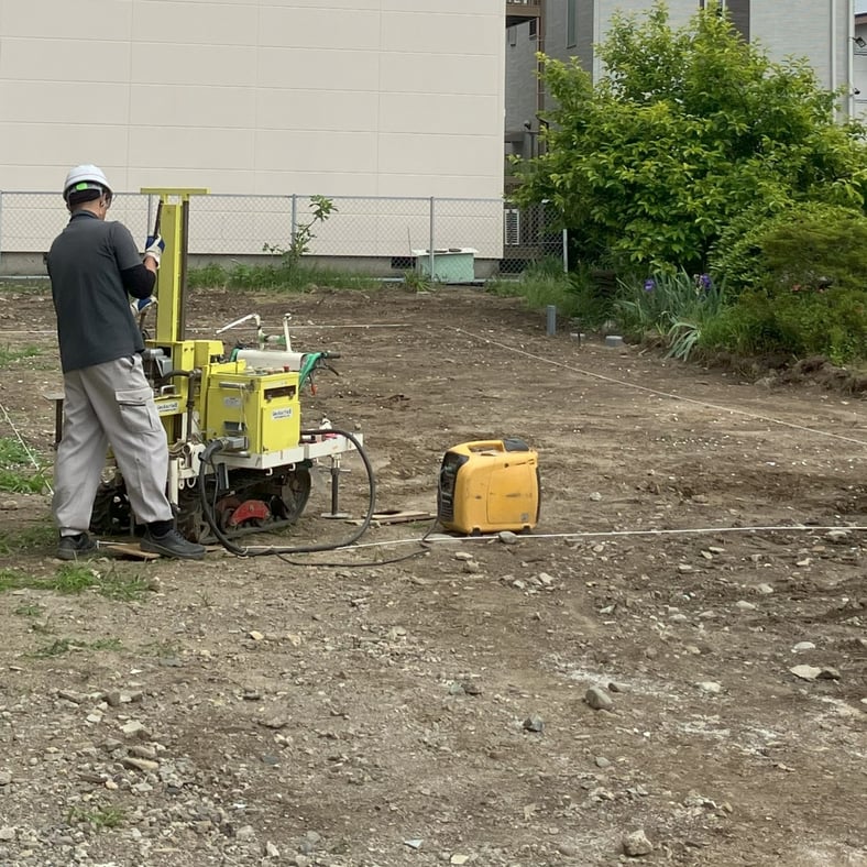 長野県　松本市　安曇野市　建築設計事務所　建築家　news設計室　丸山和男　住宅設計　設計監理　出川町の家Ⅰ　地盤調査　地盤改良