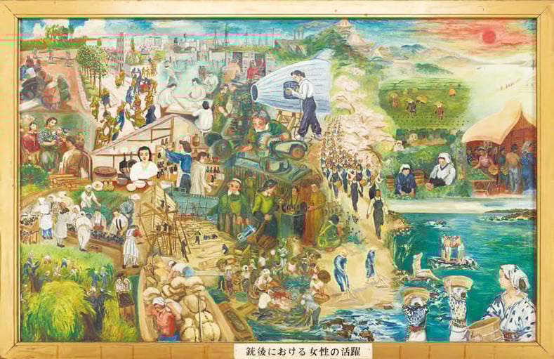 【図版3】女流美術家奉公隊『大東亜戦皇国婦女皆働之図』（春夏の部） 筥崎宮所蔵