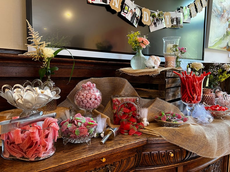 Candy-Bar für eine Hochzeitsfeier