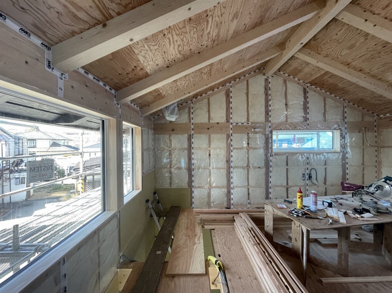 長野県 松本市 安曇野市 建築設計事務所 建築家 news設計室 丸山和男 住宅設計 設計監理 穂高の家Ⅱ 壁断熱工事