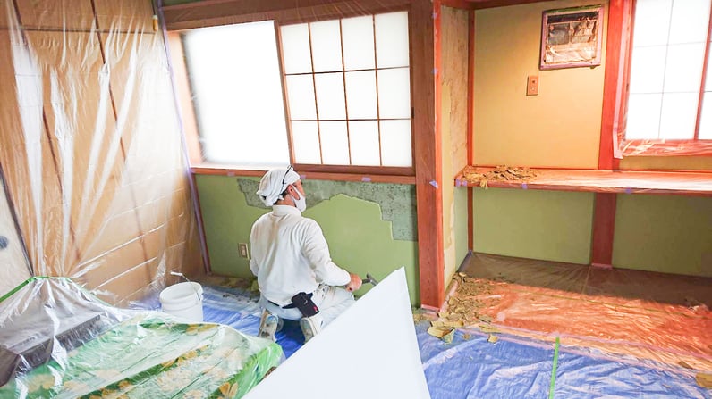 千葉市花見川朝日ヶ丘でクロス張替、左官工事