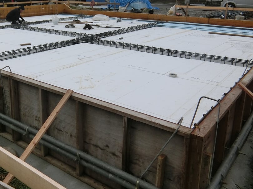 長野県　松本市　安曇野市　建築設計事務所　建築家　news設計室　丸山和男　住宅設計　設計監理　穂高の家Ⅰ　基礎工事　基礎断熱工事