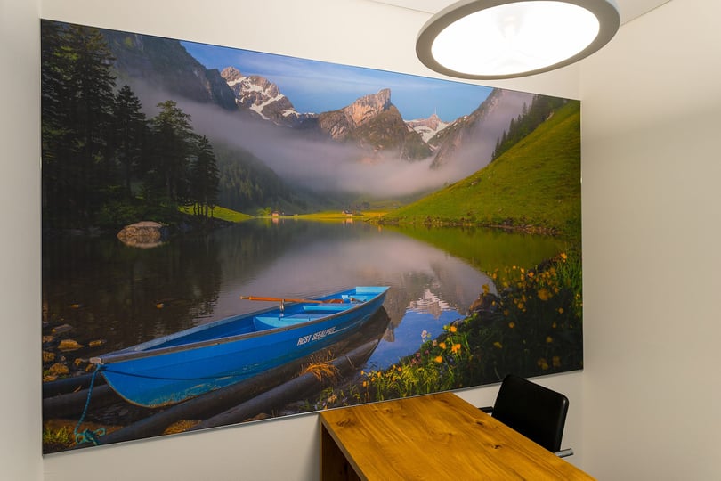 Marcel Schiegg Fotografie, Referenz, Haas.swiss, Seealpsee, Wandbild, Textilbild, Die Mobiliar, Alpstein