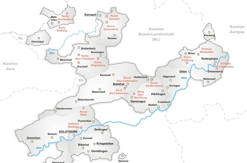 karte burgen schlösser solothurn