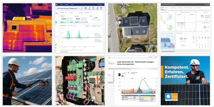 Wartung, Reinigung, Fernüberwachung, Fehlerdiagnose und Modernisierung von Photovoltaikanlagen – umfassender Solarservice der Solar-Werkstatt AG für maximale Effizienz und Zukunftssicherheit
