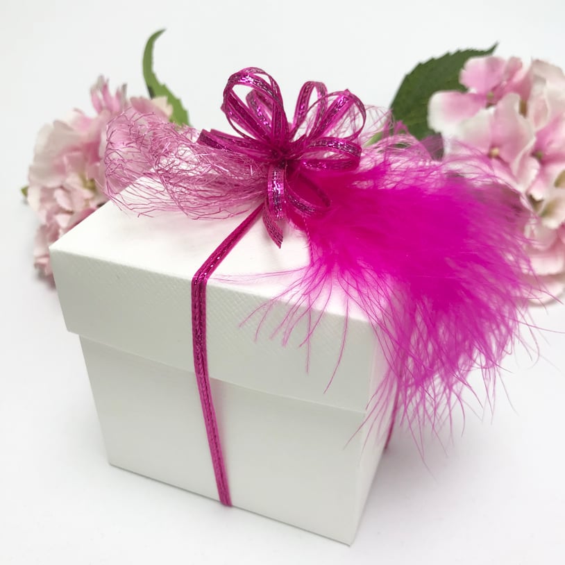 Geschenkbox Dekoration mit Federn