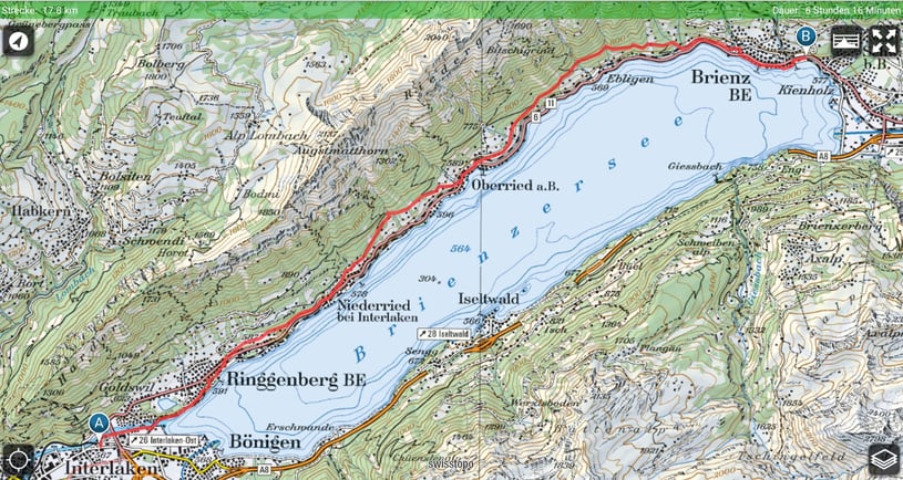 Brienz - Oberried - Niederried - Ringgenberg - Interlaken - Brienzersee