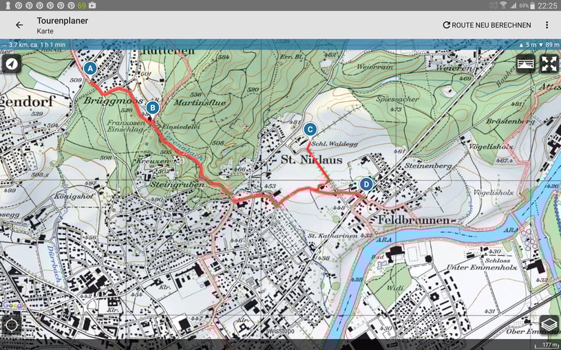 Wanderroute Verenaschlucht