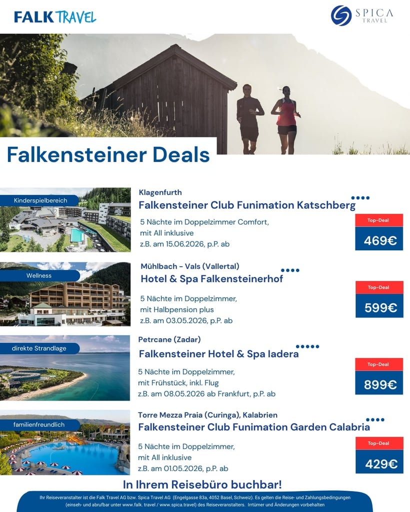 Frühling in Österreich oder am Meer in Kalabrien oder in Kroatien Falkensteinerhotels Top Deals jetzt zugreifen