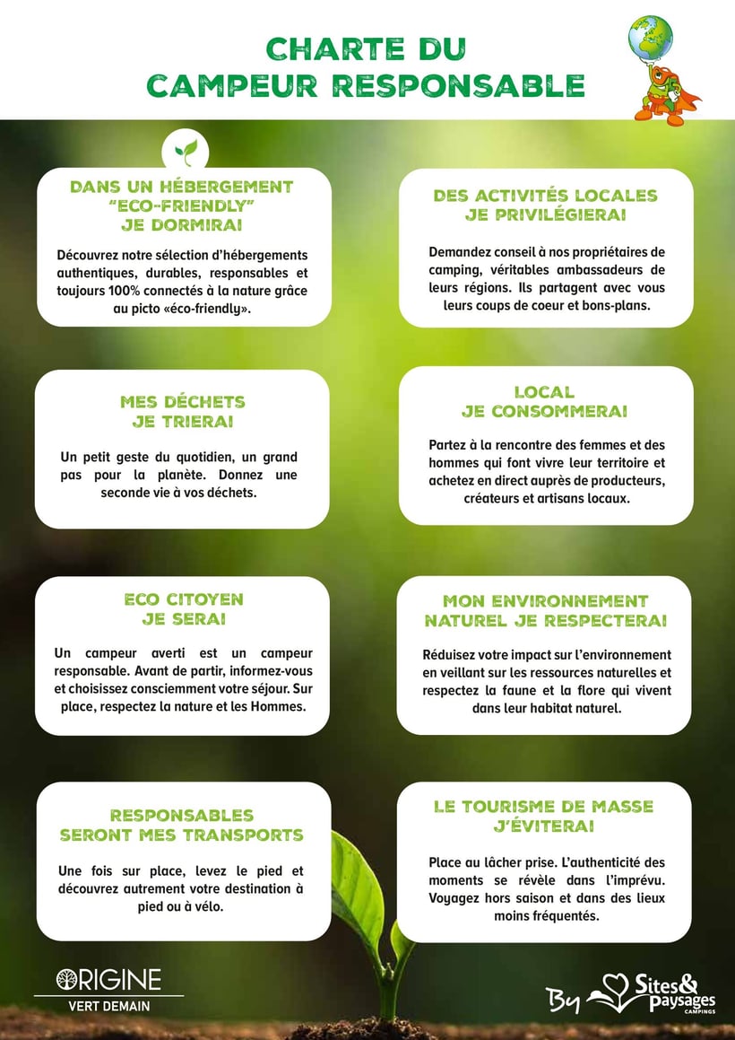 charte du campeur responsable - camping etang de bazange dordogne