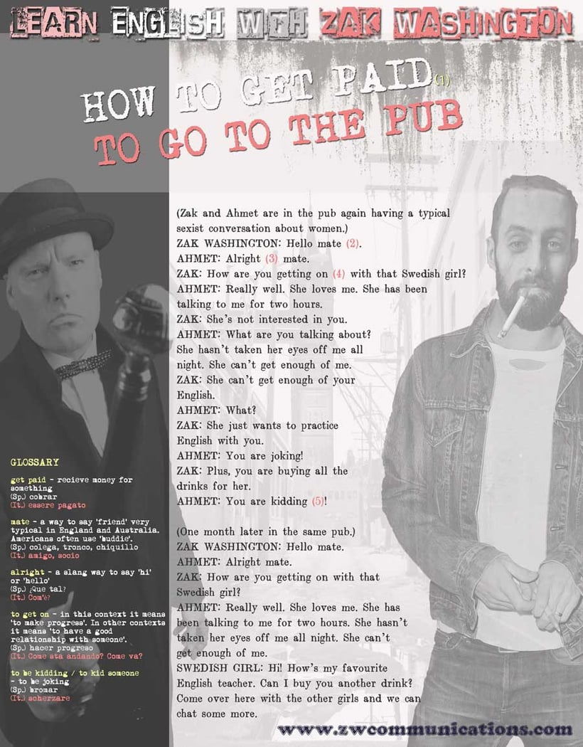 Article graphic 'How to get paid to go to the pub' Part 2 (From ZagMag magazine)