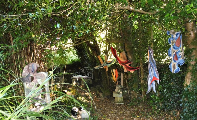 Détail de mon "expo au jardin 2020" (peinture en sous-bois)