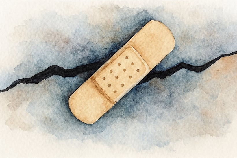 Band-Aid covering a large crack