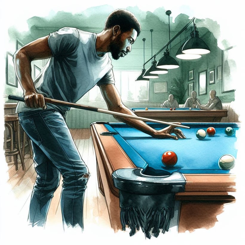 man with good posture playing pool