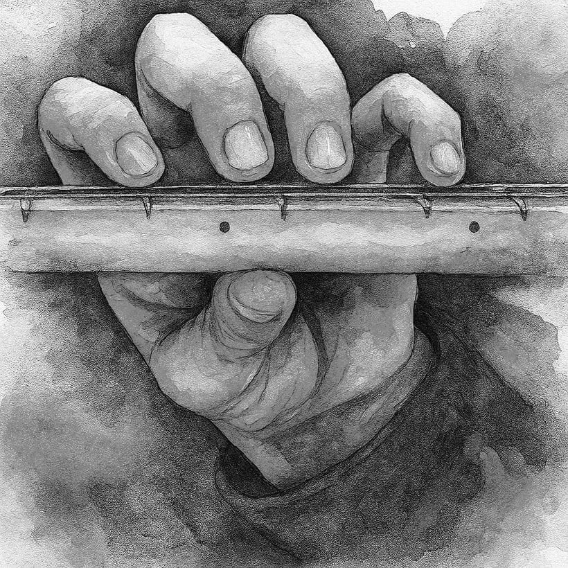 fret hand and guitar neck.