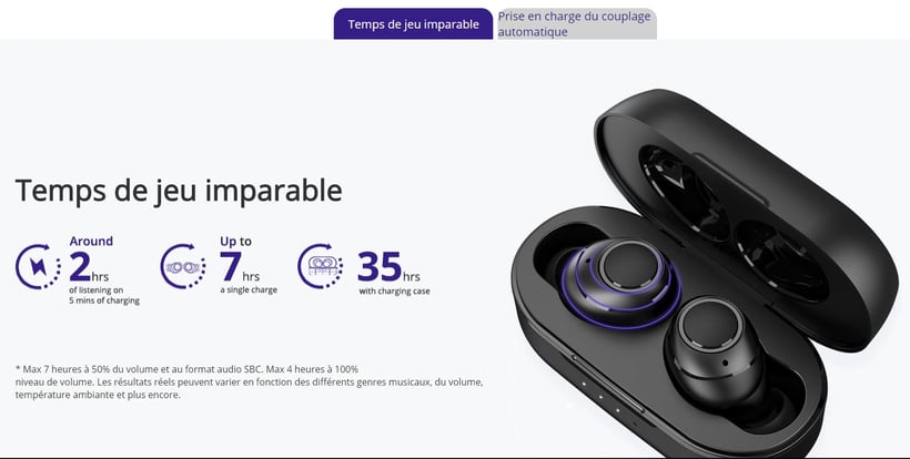 Tronsmart Onyx Free autonomie