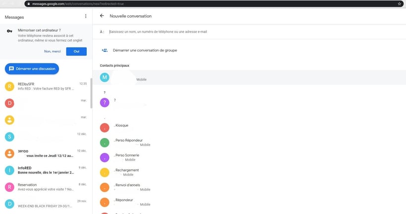 Android messages WeB google