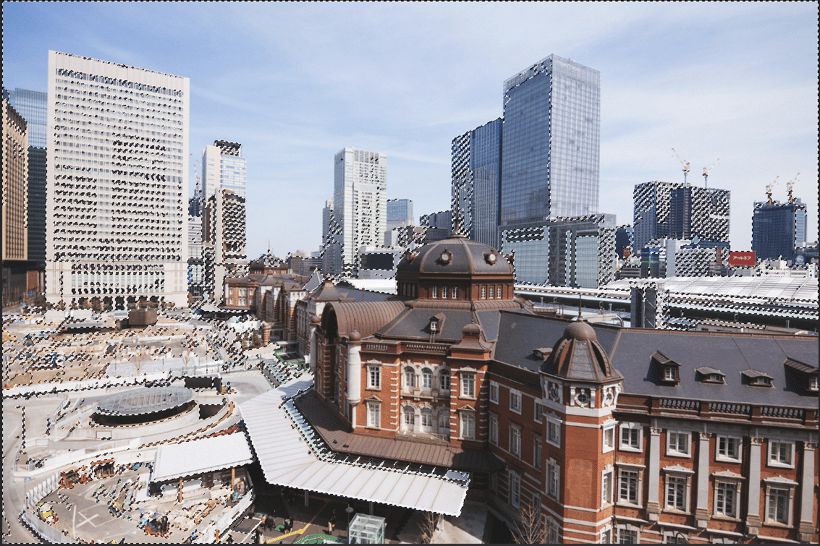 許容値を大さめに設定して、風景画像の空を選択した。