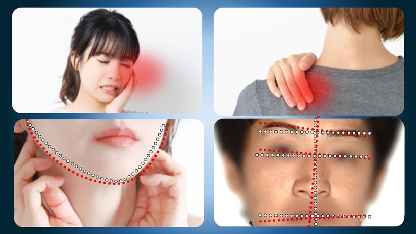 顎の痛み、えらが張る、背中の頑固なコリ、顔の歪みは顎関節症の始まりです。