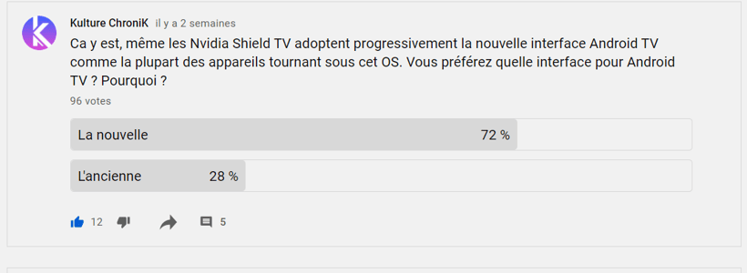 Sondage nouvelle interface Android TV