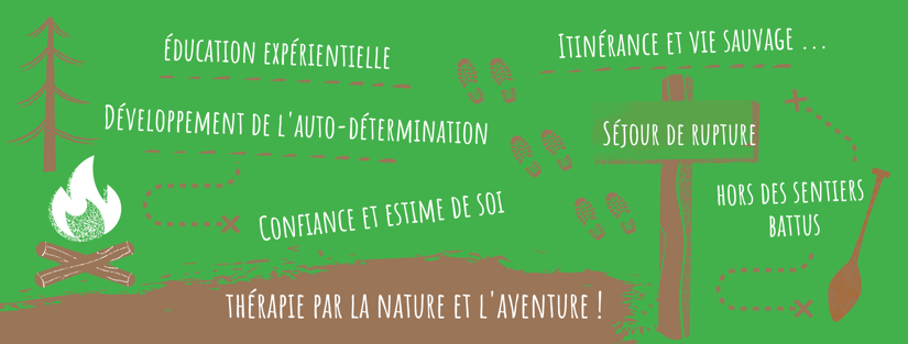 Confiance et estime de soi, hors des sentiers battus, séjour de rupture, itinérance et vie sauvage, thérapie par la nature et l'aventure