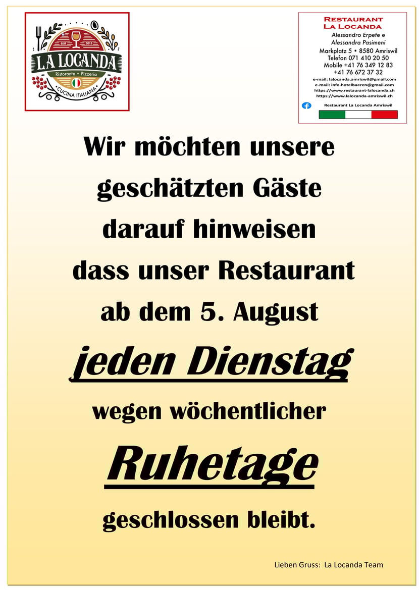 Jeden Dienstag ab den 12.08.2025