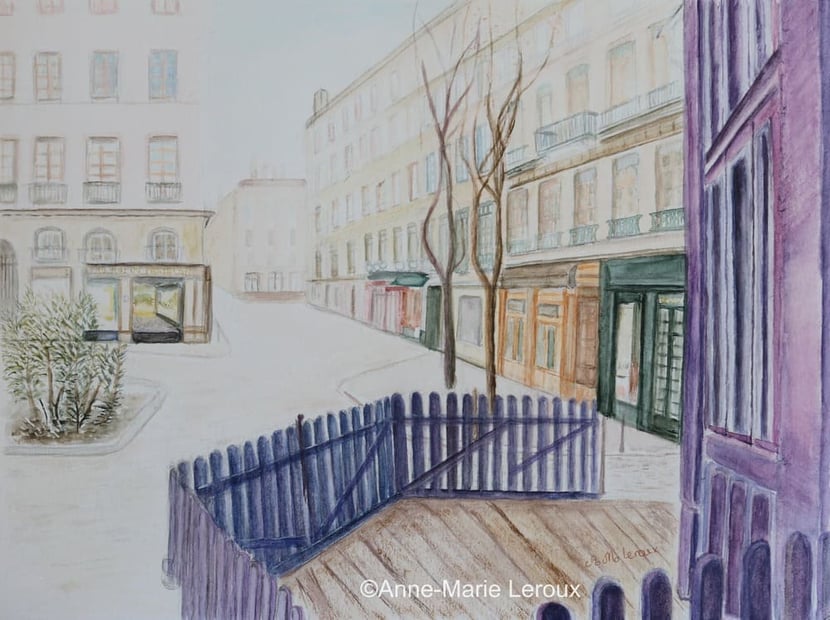 Immeubles et rue de la Croix Rousse.