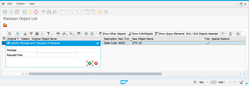 SAP BW Add objects to transport request