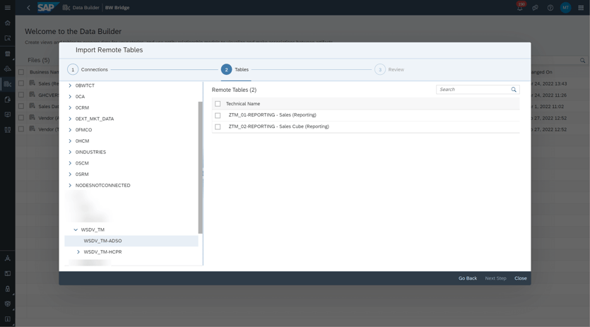 Datasphere Import remote table