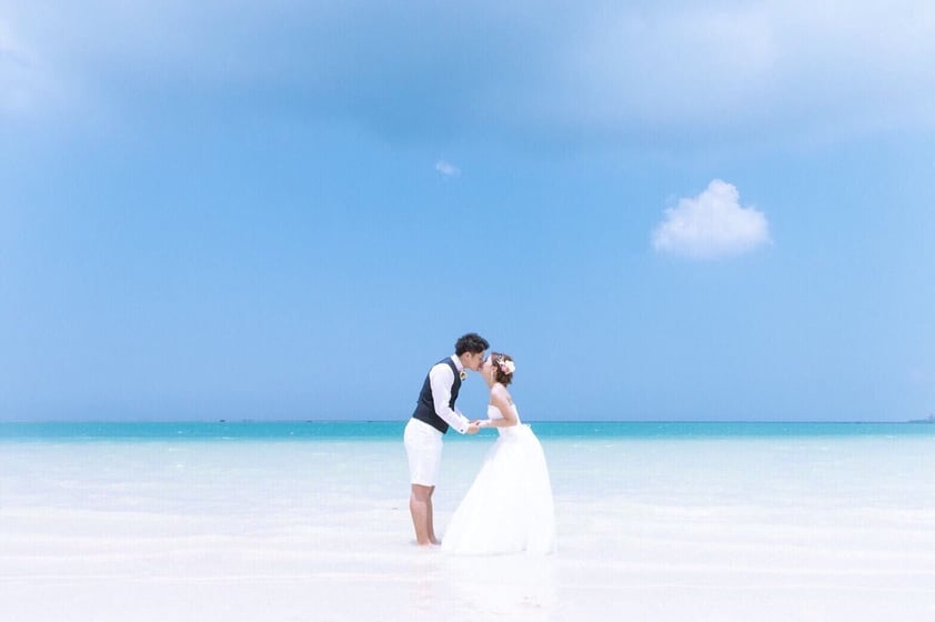 北谷町のアラハビーチで撮影