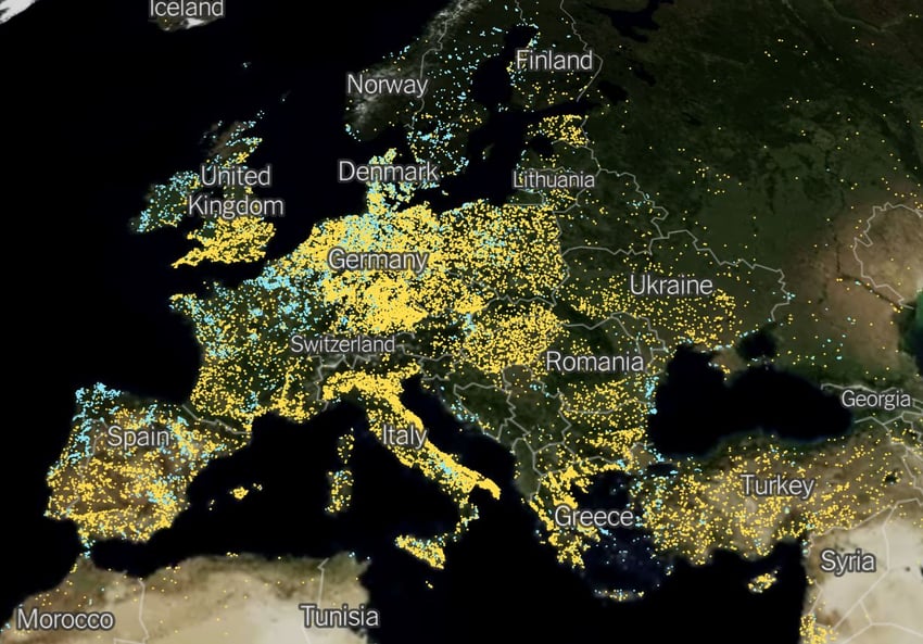 jaune solaire ; bleu éolien
