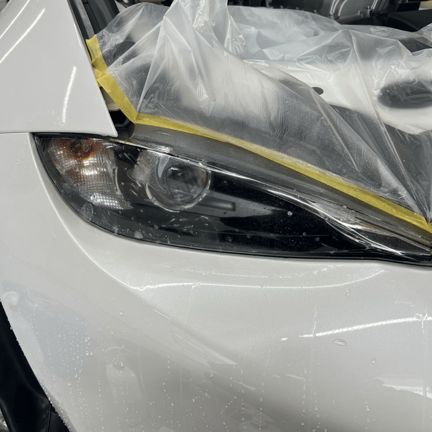 マツダ　ロードスター　プロテクションフィルム施工　ヘッドライト保護　施工風景