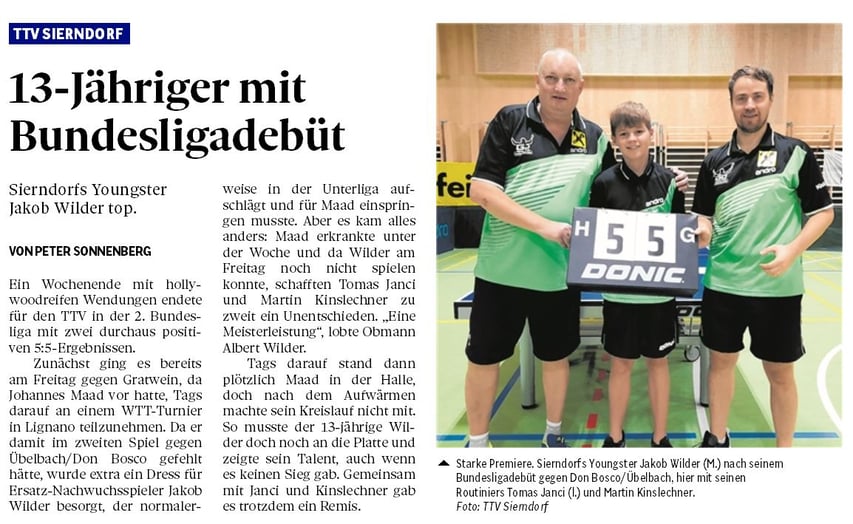 Auch die Korneuburger NÖN berichtete über unsere Doppelrunde in der Bundesliga.