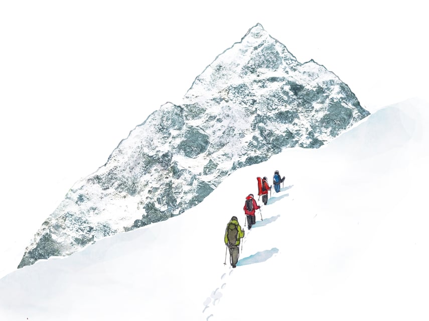 illustration livre montagne surf alpinisme népal photo et aquarelle