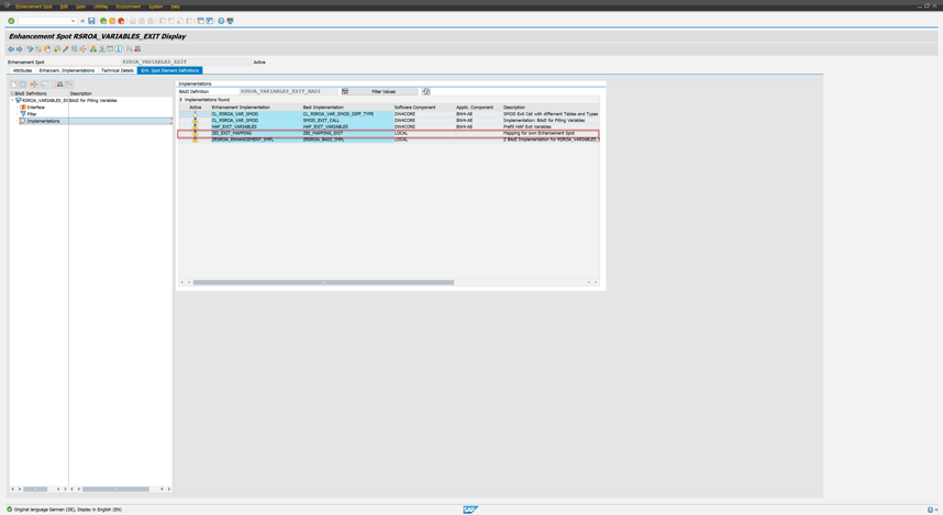 RSROA_VARIABLES_EXIT with Mapping