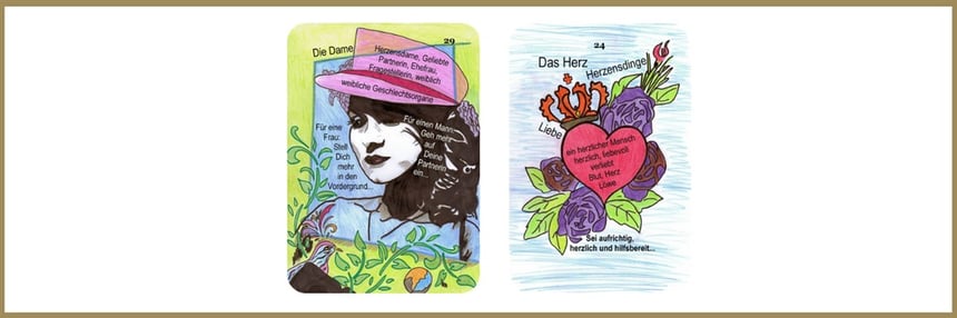 Lenormandlernkarten Dagmar Densdorf, Dame und Herz