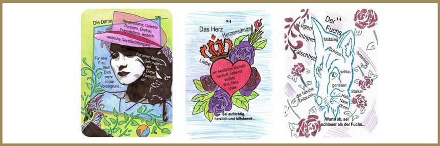 Dame, Herz und Fuchskarte Lenormand