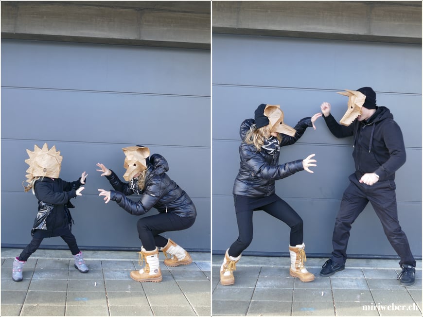 DIY, Maske, Eisbär, Wolf, Wintercroft, selber machen, kreativ, DIY Blog Schweiz, Fasching, Kinder, Kostüm, Papmache, Kleister, Papier, basteln, mit Kindern, Fasching, Fasnacht, Karneval 