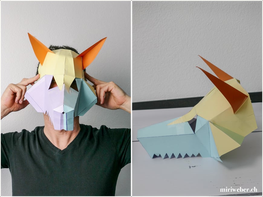 DIY, Maske, Eisbär, Wolf, Wintercroft, selber machen, kreativ, DIY Blog Schweiz, Fasching, Kinder, Kostüm, Papmache, Kleister, Papier, basteln, mit Kindern, Fasching, Fasnacht, Karneval 