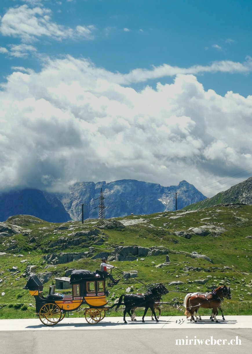 Gotthard, Pferdekutsche, Postkutsche, Familienausflug