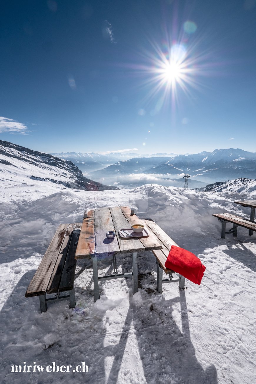 Segneshütte, Take away, Restaurant, Winter, Flims, Graubünden, Skigebiet