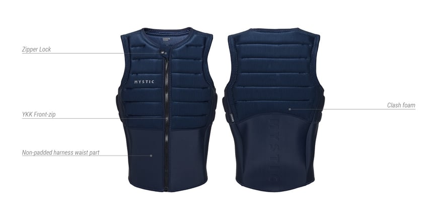Mystic Majestic Impact Vest Fzip Kite Black Details bei WindSucht