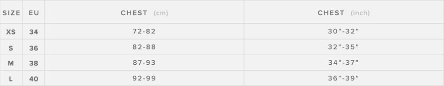 Sizechart Star Vest Women