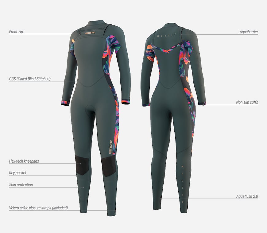 Mystic Dazzled Fullsuit 5/3mm Double Fzip Women Dark Leaf bie WindSucht
