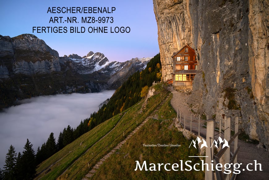 Marcel Schiegg, Marcel Schiegg Fotografie, Wandbild, Aescher, Berggasthaus Aescher, Wildkirchli, Alpstein, Alpsteinfotograf