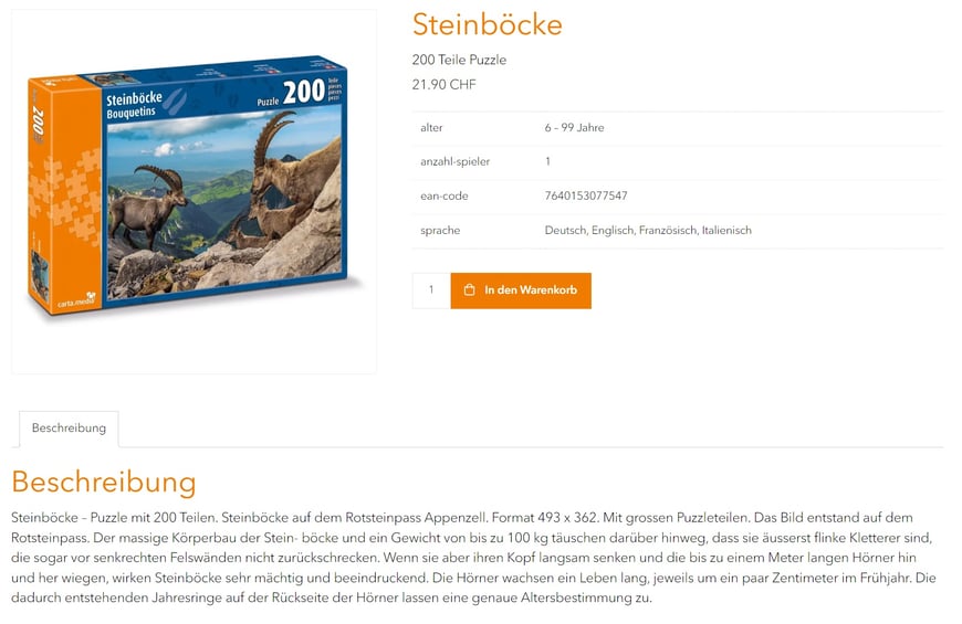 Marcel Schiegg, carta.media, Rotsteinpass, , Steinbock, Alpensteinbock, Puzzle, Alpstein